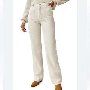 Reformation Alyssa High Rise Cream Corduroy Wide Leg Pants